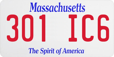 MA license plate 301IC6