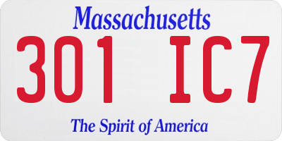 MA license plate 301IC7