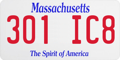 MA license plate 301IC8