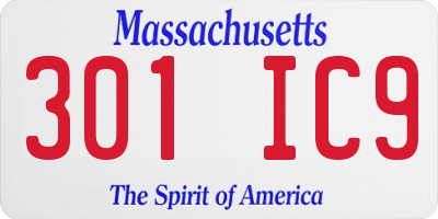MA license plate 301IC9