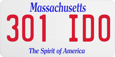 MA license plate 301ID0