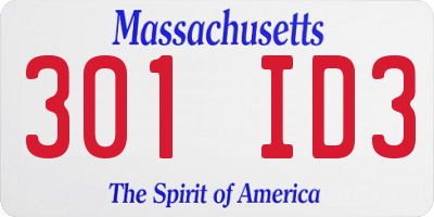 MA license plate 301ID3