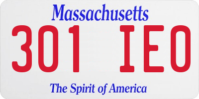 MA license plate 301IE0