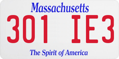MA license plate 301IE3
