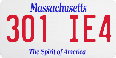 MA license plate 301IE4