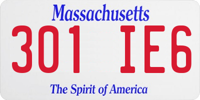 MA license plate 301IE6