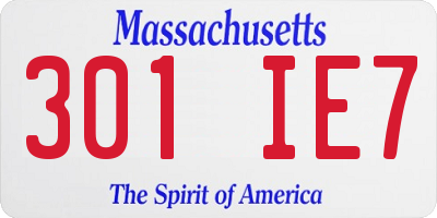 MA license plate 301IE7