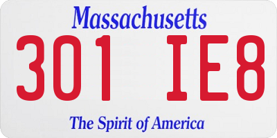MA license plate 301IE8