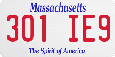 MA license plate 301IE9