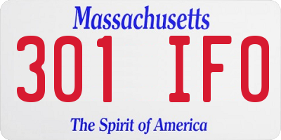 MA license plate 301IF0