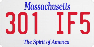 MA license plate 301IF5