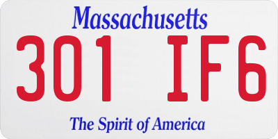 MA license plate 301IF6