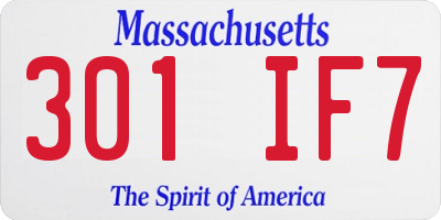 MA license plate 301IF7