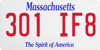 MA license plate 301IF8
