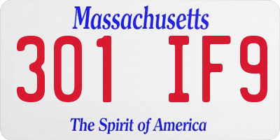 MA license plate 301IF9