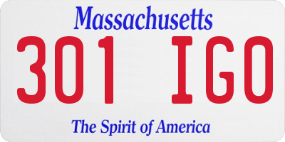 MA license plate 301IG0