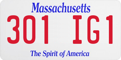MA license plate 301IG1