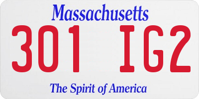 MA license plate 301IG2