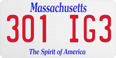 MA license plate 301IG3
