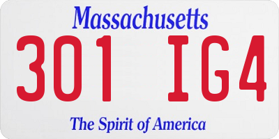 MA license plate 301IG4