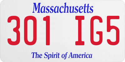MA license plate 301IG5