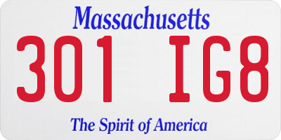 MA license plate 301IG8