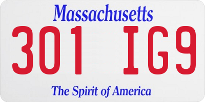 MA license plate 301IG9