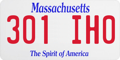 MA license plate 301IH0