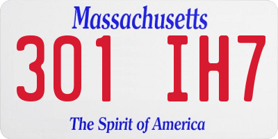 MA license plate 301IH7