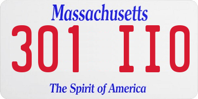 MA license plate 301II0