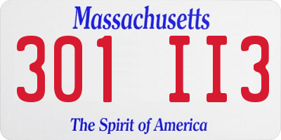 MA license plate 301II3