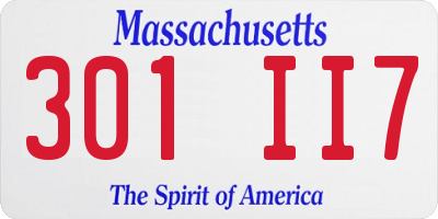 MA license plate 301II7