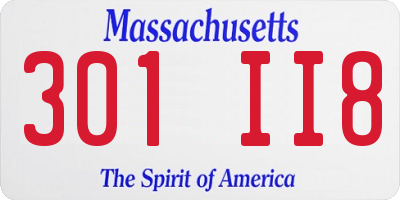 MA license plate 301II8