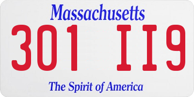 MA license plate 301II9