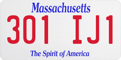 MA license plate 301IJ1
