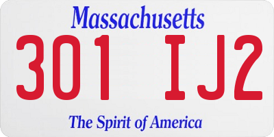 MA license plate 301IJ2