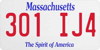 MA license plate 301IJ4