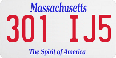 MA license plate 301IJ5