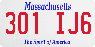 MA license plate 301IJ6
