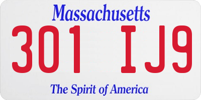 MA license plate 301IJ9