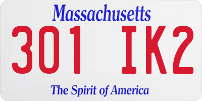 MA license plate 301IK2