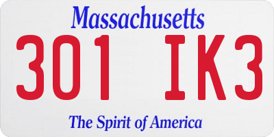 MA license plate 301IK3