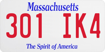MA license plate 301IK4