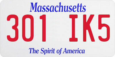 MA license plate 301IK5