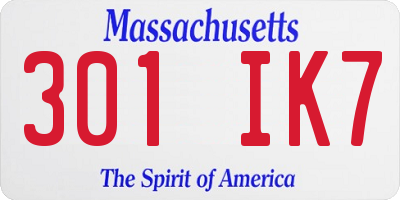 MA license plate 301IK7