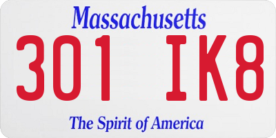 MA license plate 301IK8