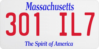 MA license plate 301IL7