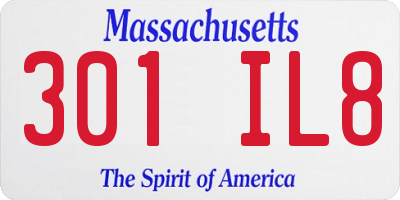 MA license plate 301IL8