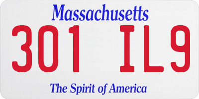 MA license plate 301IL9