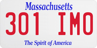 MA license plate 301IM0